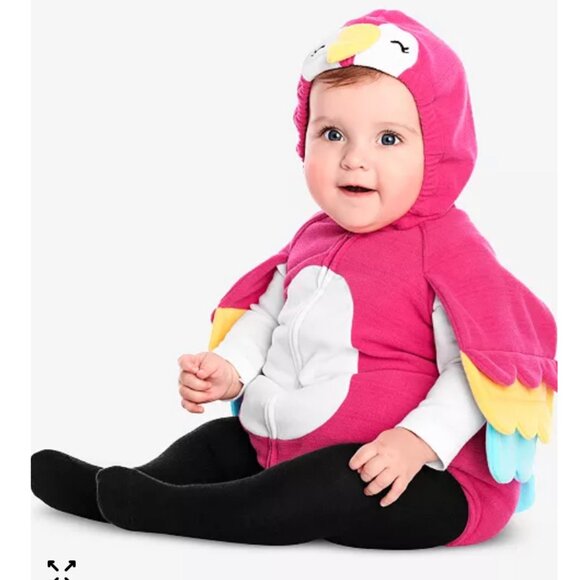 Carter's Girls Size 24 Months Parrot Bird Halloween Costume Pink Hooded Fleece - Picture 1 of 7